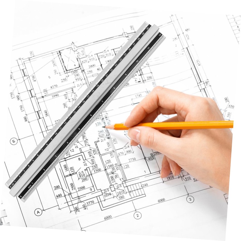 Operitacx Aluminium Ruler, Office Geometry Ruler, Drawing Ruler, Straight Ruler,