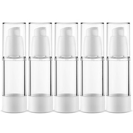 VitalUp 1 Oz 30ml Clear Airless Cosmetic Cream Pump Bottle Travel Pump Dispenser Refillable Containers ideal for Foundation, Lotion, Cream, Shampoo, (Pack of 5)