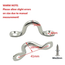 Hxchen 20Pcs M5 316 Stainless Steel Bimini Boat Top PAD Eye, Eye Straps, Tie Down, Kayak Deck Loops, Tie Down Anchor Point, footman's Loop for Kayak Canoe Rigging