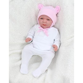 TupTam Baby First Hat with Ear Flaps Pack of 2, White / Pink / with Ears