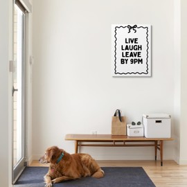 XWELLDAN Trendy Coquette Bow Funny Live Laugh Leave By 9 PM Hallway Entryway Entrance Framed Canvas Wall Art Decor, 11x14 Inches(682-yh-Fanny prints)