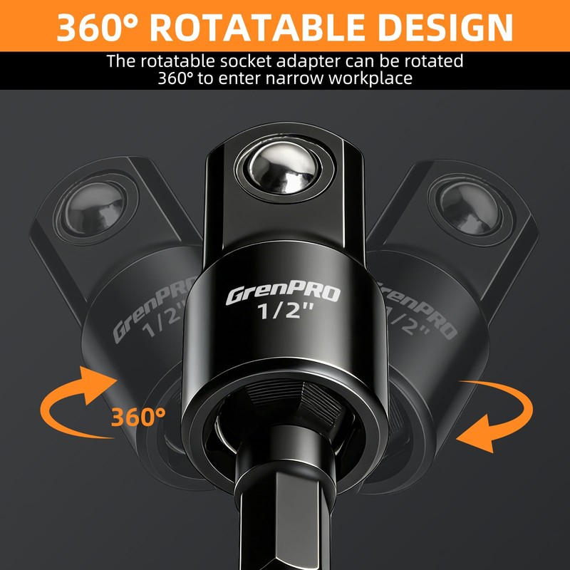 GRENPRO Flexible Drill Bit Extension Set 4PCS 1/4-1/2 Inch Socket
