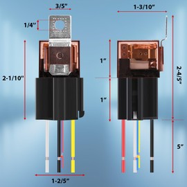 Losato JD1914 12V 40A 5-Piece Clear housing Automotive 4-pin SPST Relay with Harness Socket, 4-pin Connector, 40A Automotive Relay for Cars and Trucks.（5 Pieces）