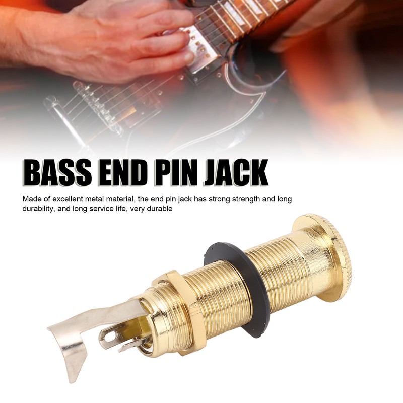 Guitar End Pin Jack Socket Threaded Metal 6.35mm for Bass