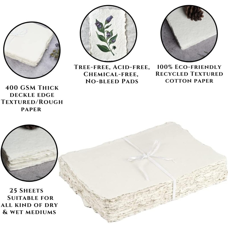 400 GSM / 25 Sheets - Rough/Textured Watercolor Drawing/Sketching Paper