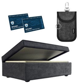 Ananta Faraday Box for Car Keys Plus Faraday Pouch & 2 RFID/NFC Contactless Blocking Cards, Best for Keyless Car Signal Blocker Security (Grey)