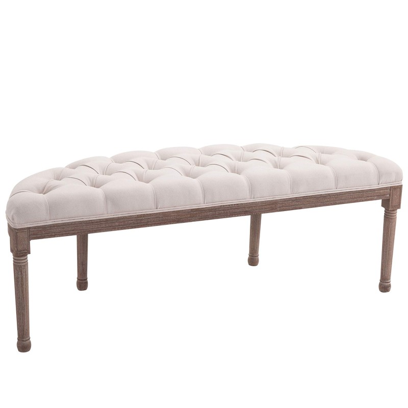 HOMCOM Tufted Half Circle Ottoman Bench Seat - Off White