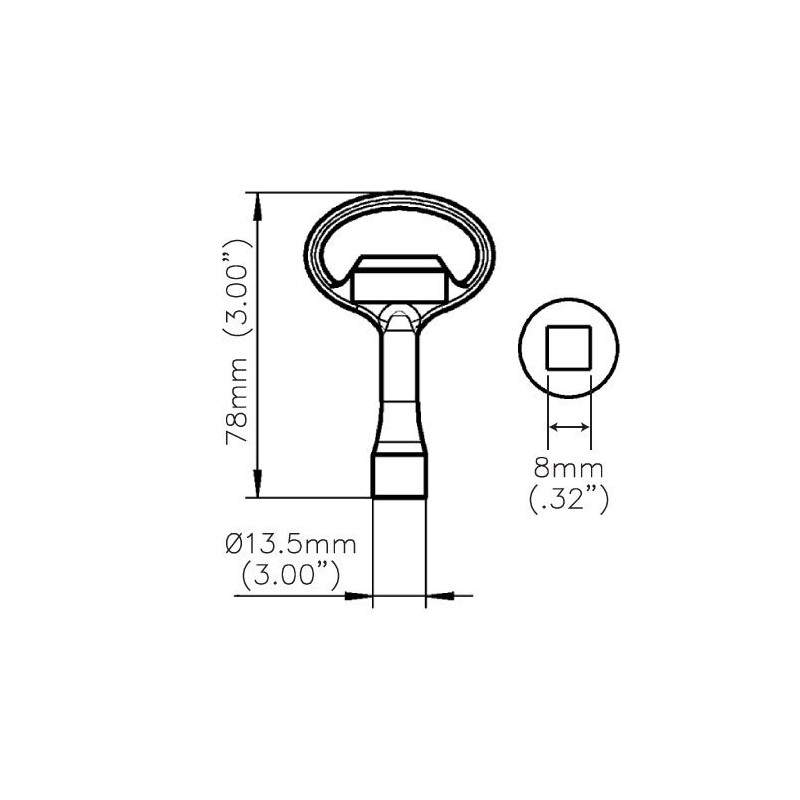 PKOSM8 Compatible Square 8mm Key (EMKA 1004-02)