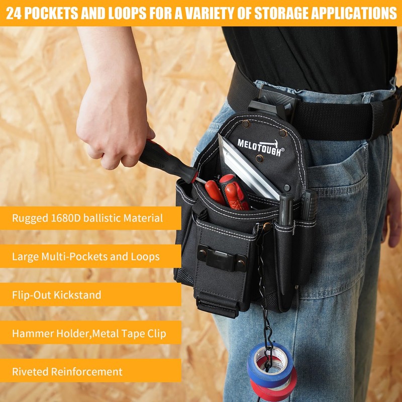 MELOTOUGH Professional Small Electrician Tool Pouch for Tool Belt Pockets