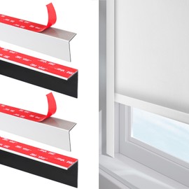 WINSMAR 100% Blackout PVC Light Blocking Strip for Window Shades and Blinds Both Sides Tracks for Blackout Shades Easy to Install for BedroomGreat for Bedroom Nursery (L-Shaped White-4pcs, 58.5")