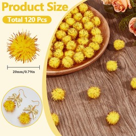 SUNNYCLUE 120Pcs Gold Glitter Pom Pom Sparkle Balls Crafts Bulk 20mm Fibre Soft Fluffy Decor Round Fuzzy Tinsel Ball Glitters Pompoms for DIY Art Crafting Cat Christmas Party Decorations Accessories