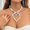 Y2k Large Heart Necklaces for Women Chunky Love Pearl Ball