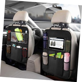 IWOWHERO 2pcs Car Backseat Organizer Bags Multifunctional Seat Hanging Pouches for Black for Storing Gadgets Beverages and Tablets Easy Installation