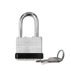 MEINUOKA Pad Lock with 2 Keys, Heavy Duty Laminated Padlock with Long Hardened Shackle for Indoor/Outdoor Use, Candados para Puertas