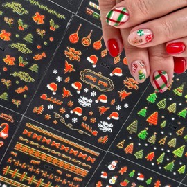 30sheet Christmas Nail Art Stickers Christmas Nail Stickers 3D Adhesive Christmas Nail Decals Snowflake Nail Art Designs Christmas Snowflake Nail Supplies for Women Nail Art Decorations