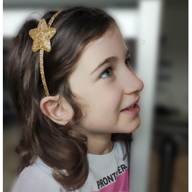 Righe e Pois - Haarreif für Mädchen, 0,5 cm, mit glitzerndem Stern, 4 cm - Haarreifen für Mädchen (1 Haarreif) 356-802 (Gold, Einheitsgröße - Mädchen)