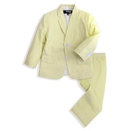 Boys Seersucker 2 Button Suit Set Yellow 8