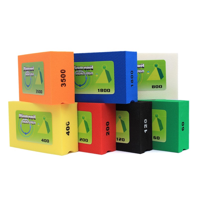 Z-LION 7 PCS Diamond Hand Polishing Pads Sanding Blocks Foam