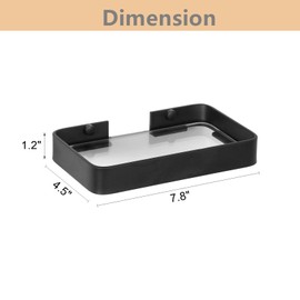 Z metnal Small Glass Bathroom Shelves, Matte Black Bathroom Floating Shelf, Mini Wall Shelf for Bathroom Organizer, Wall Mounted, 2Pcs, 8 inch