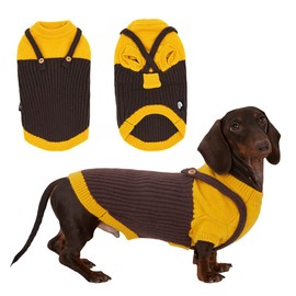 HowlyWoof Dachshund Sweater for Fall Winter, 2-Leg Dog Knitwear with Suspender Design, Cozy Pullover Dog Clothes for Small & Medium Breeds (Size 4(15-20 lbs))