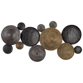 Signature Design by Ashley Emsley Eclectic Metal 44 x 22 Inch Wall Decor, Black, Gray & Brown