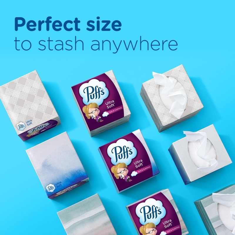 Puffs Ultra Soft Facial Tissues, 4 Mega Cube Box, 72