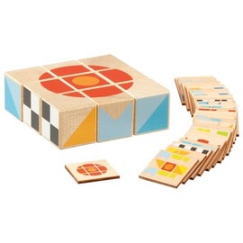 goki 58387 - Tile Game II - Wooden Game for Children and Adults - for Learning Colours and Shapes - Promotes Concentration