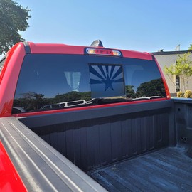 for Dodge Ram 2009-2023 Rear Middle Window Arizona Flag Decals, Matte Black Arizona Flag Decal