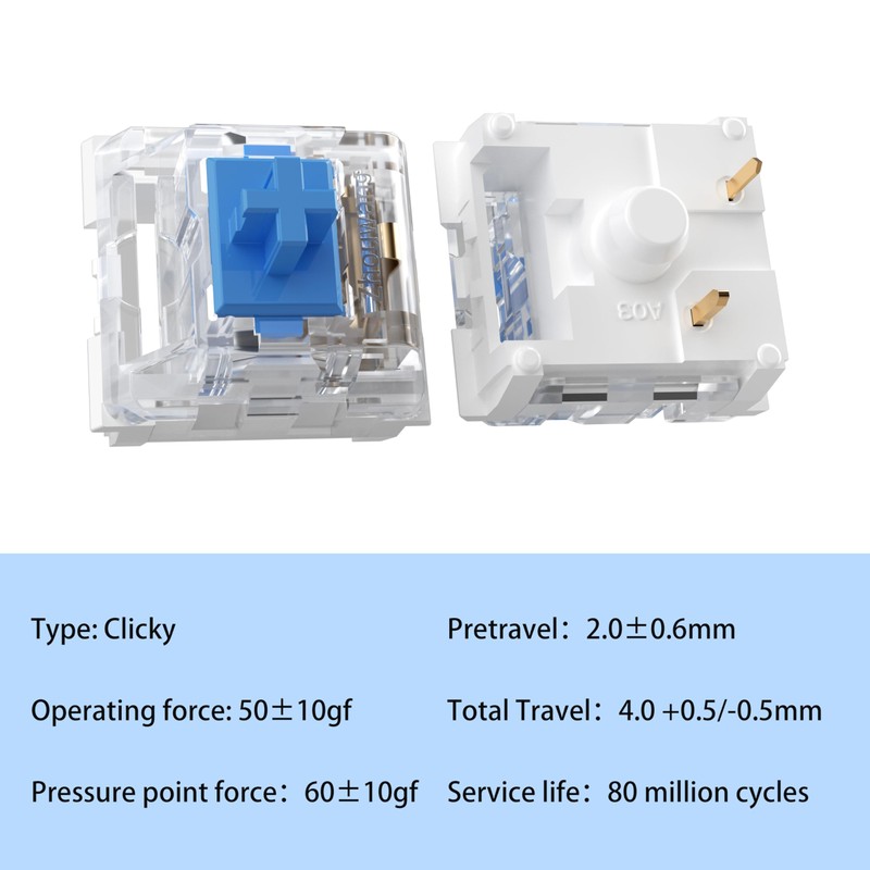 Mciepny Zhouwang 45pcs Clickers for 3D Prints Blue Clicky Keyboard