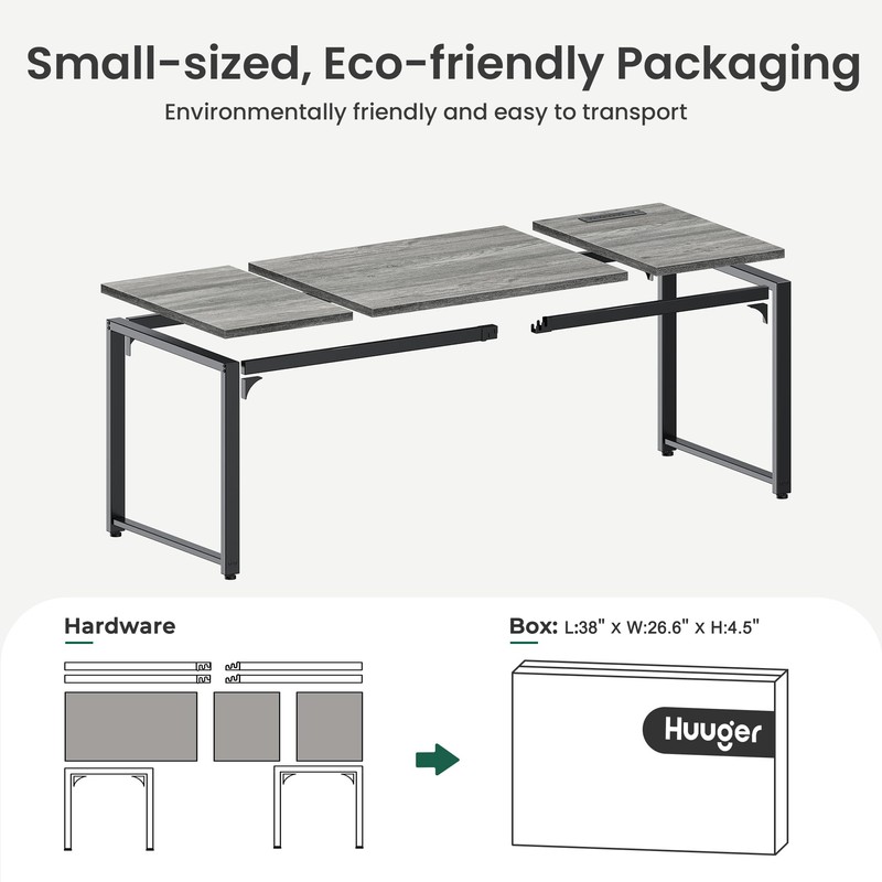 Huuger 63 Inch Desk with Power Outlets & USB-C, Deeper