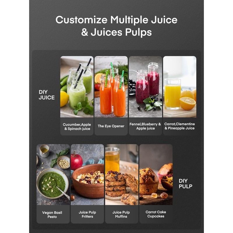 Juicer Machines, Juilist 3" Wide Mouth Juicer Extractor Max Power