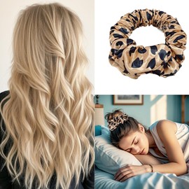 Curling tool, lazy sleeping big wave headband, suitable for long hair overnight, soft silk lazy curling tool headband (Brown Leopard)