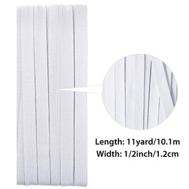 Shappy Elastic for Sewing Knit Elastic Band 1/2 Inch x 11 Yards(White)
