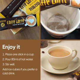 COELO Caffe Latte Coffee Mix 30Pack x 13g (Total 13.7oz) Premium Korean Instant Coffee Milk Sweetness Flavor Treats Individual Packets On-the-Go Camping K-Coffee Single Serve Sticks Easy Cut