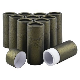 WANDIC Small Kraft Paperboard Tubes, 12 pieces Dark Gold Round Kraft Paper Containers Paper Craft Tubes with Lids for Pencils little Ornaments Gift Packaging, Non-Push(10ml)