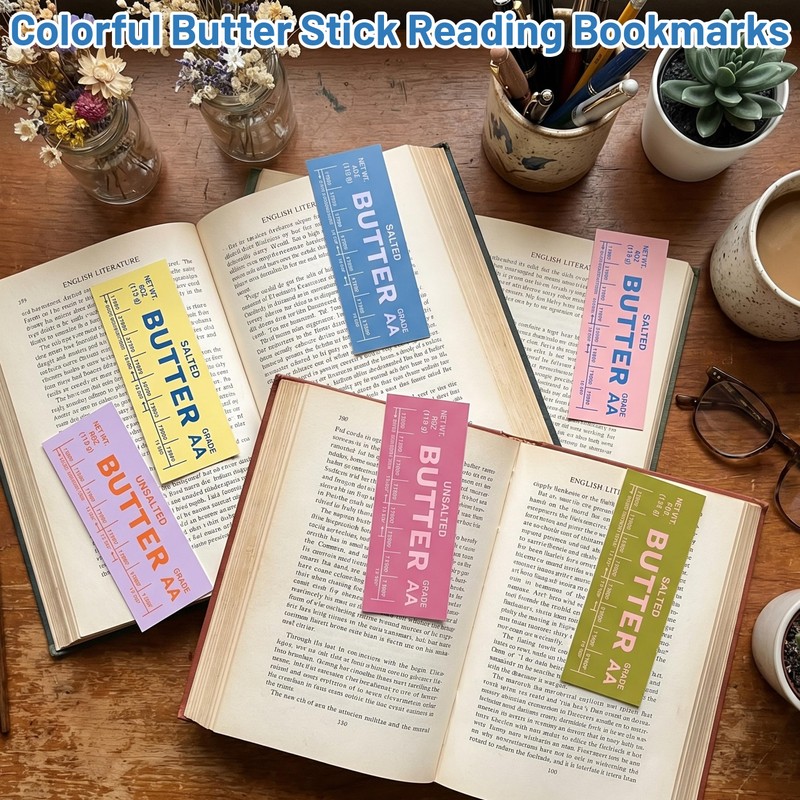 Laffact Colorful Butter Stick Shaped Bookmark, 120Pcs Book Club Reader