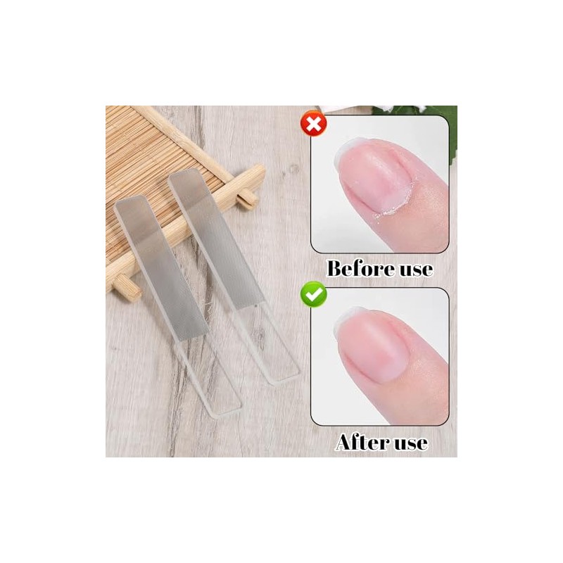 6 PCS Glass Nail File and Cuticle Pusher, Glass Nail