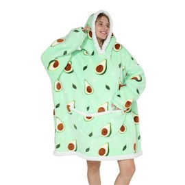 Loalirando Oversized Hoodie Blanket Fluffy Fleece Blanket Hoodie for Women Boys Girls Wearable Hooded Blanket Mom & Kids Family Matching (Green - Avocado, One Size - Women)