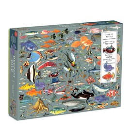 Galison Deepest Dive Puzzle, 1000 Pieces, 27” x 20” – Jigsaw Puzzle Featuring 20 Shaped Puzzle Pieces, Illustration by Ben Gilles – Thick, Sturdy Pieces, Challenging Family Activity, Great Gift Idea
