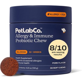 PetLab Co. Allergy & Immune Probiotics for Dogs, Support Seasonal Allergies, Gut & Digestive Health - Pork Flavor - 30 Soft Chews - Packaging May Vary
