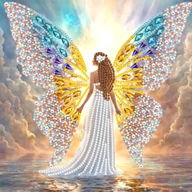 NEWENMO Diamond Painting Kits for Adults,5D DIY Beautiful Angel Diamond Art Kits Full Special Shape Drill Gem Art Colorful Wings Diamond Dots Perfect for Beginner,Hobbies And Home Wall Decor 30×30cm