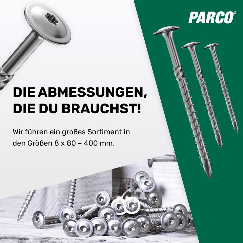 PARCO Flat Head Screws 6 x 100 mm, Pack of