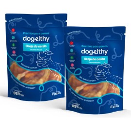 Dogelthy Pack De 2 Bolsas De Oreja De Cerdo Deshidratada