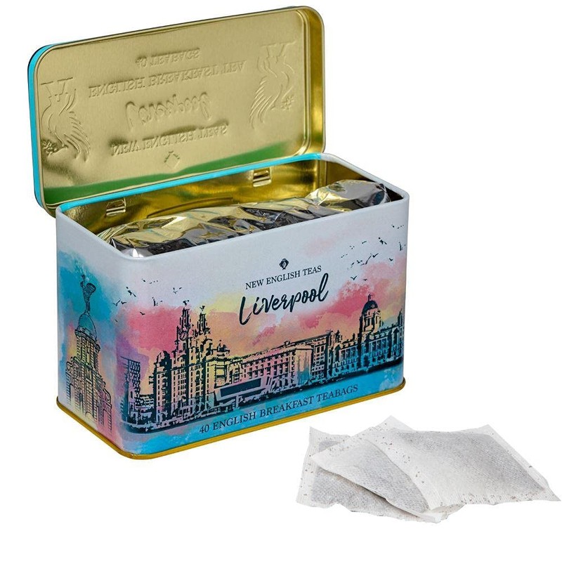New English Teas Liverpool Gifts Tea Caddy with 40 English