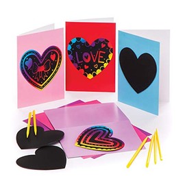 Baker Ross Heart Scratch Art Cards - Pack of 6, Valentines Days Crafts (AW163)