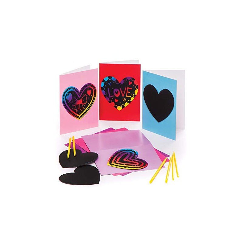 Baker Ross Heart Scratch Art Cards - Pack of 6,