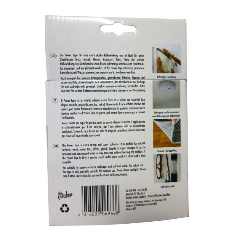 Steuber Power Tape 3 m, Extremely Strong Double-Sided Tape, 30
