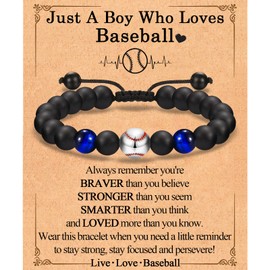 Baseball Gifts for Boys, Baseball Bracelet for 7-8-9-10-11-12-13-14-15-16-17-18+ Year Old Boy, Birthday Valentines Day Graduation Back to School Christmas Gift for Teen Boy Son Grandson Nephew Brother