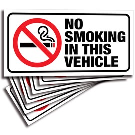 iSYFIX No Smoking in This Vehicle Decals Stickers - 6 Pack 3x1.5 inch - Premium Front Adhesive Vinyl, Labels, Laminated for Ultimate UV, Weather, Scratch, Water, and Fade Resistance, Indoor & Outdoor