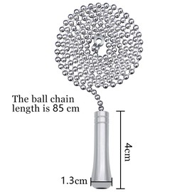 NewZC 2 Sets Light Pull Chain Teardrop Extension with Ball Chain Connector 85cm Bathroom Toilet Light/Ceiling Light Fan Switch/Blind Cord Pull Handle Weight Pull Cord - Chrome